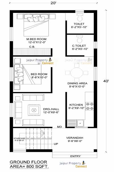 20 X 40 House Plan