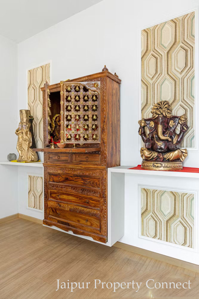 Open up floor space with a wall-mounted mandir