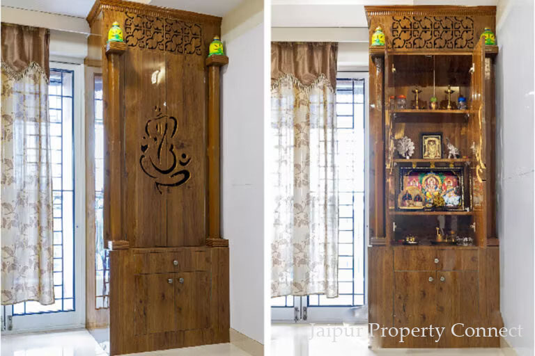 Opt for CNC designs on your pooja room doors to add a decorative element to your mandir