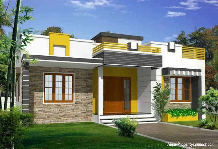 Yellow Single Floor House Design