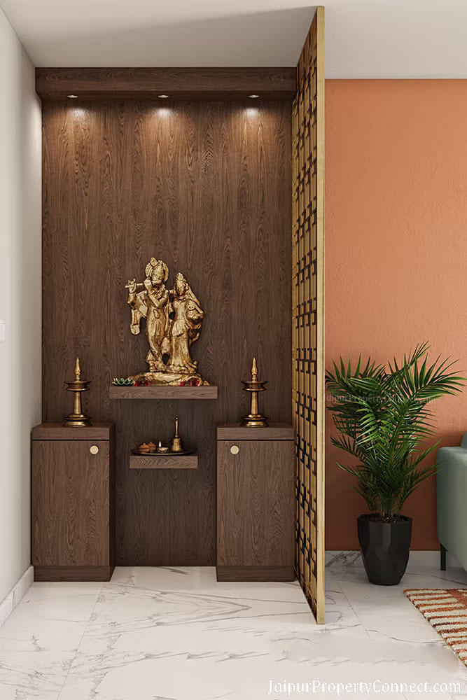 Simple Mandir Designs for Small Flats Using Jaali Partitions